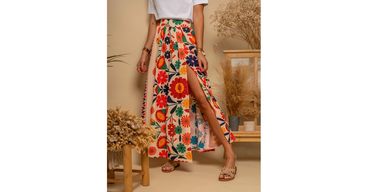 Camille-Jupe longue à motifs floraux